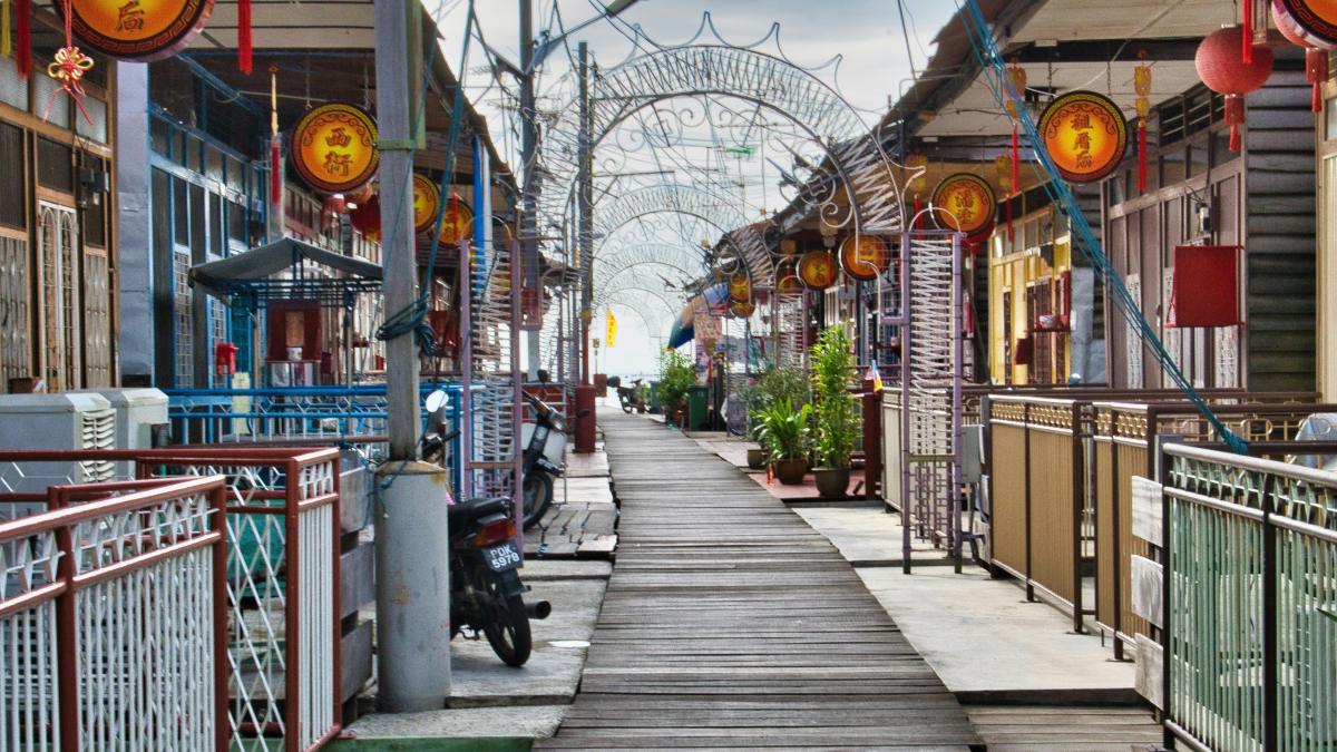 ペナンのジョージタウンにあるクラン・ジェッティの木道