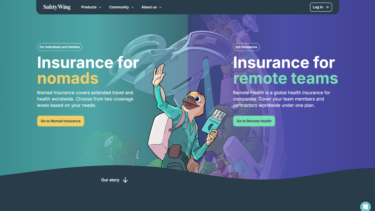 SafetyWing 公式サイトのスクリーンショット