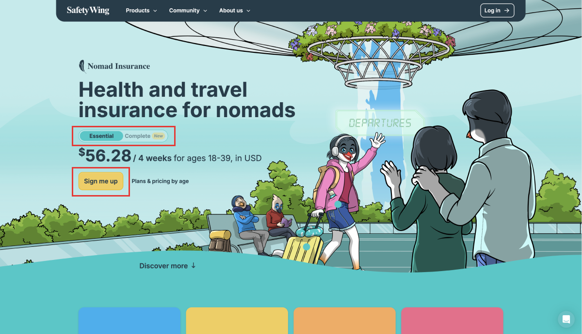 「Sign me up」のナビゲーション