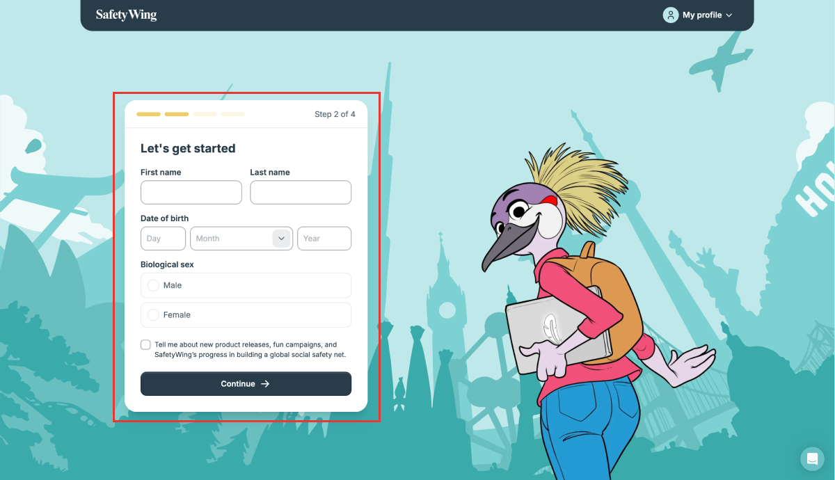 基本情報入力のナビゲーション