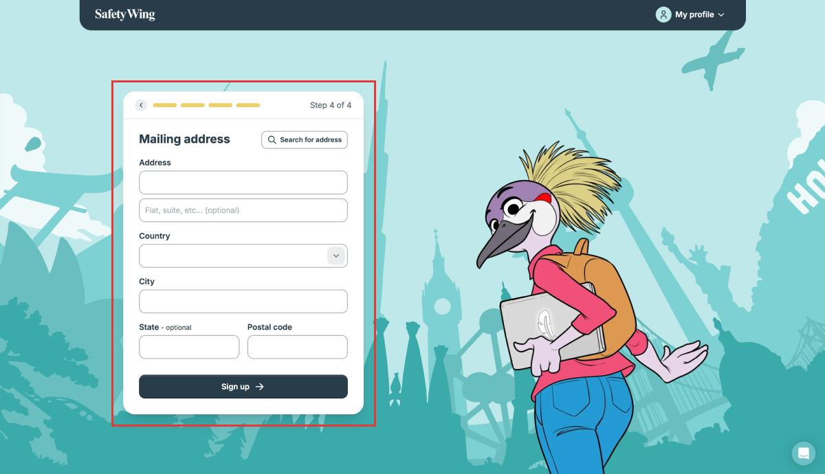 住所入力のナビゲーション