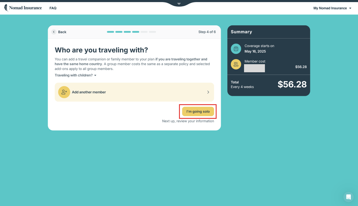 同伴者情報入力のナビゲーション